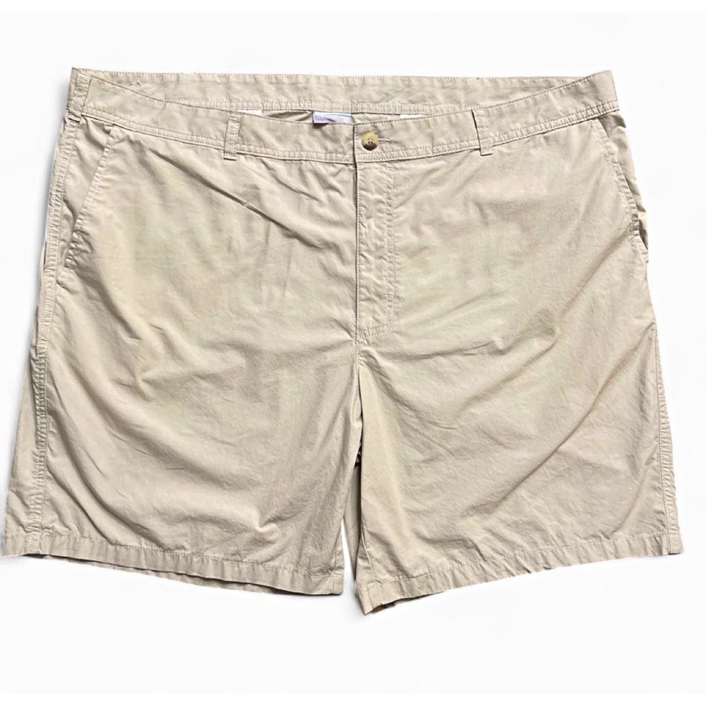 Columbia 46W Gorpcore Men's Beige Chino Shorts Flat Front Cotton Blend 8L AS4471